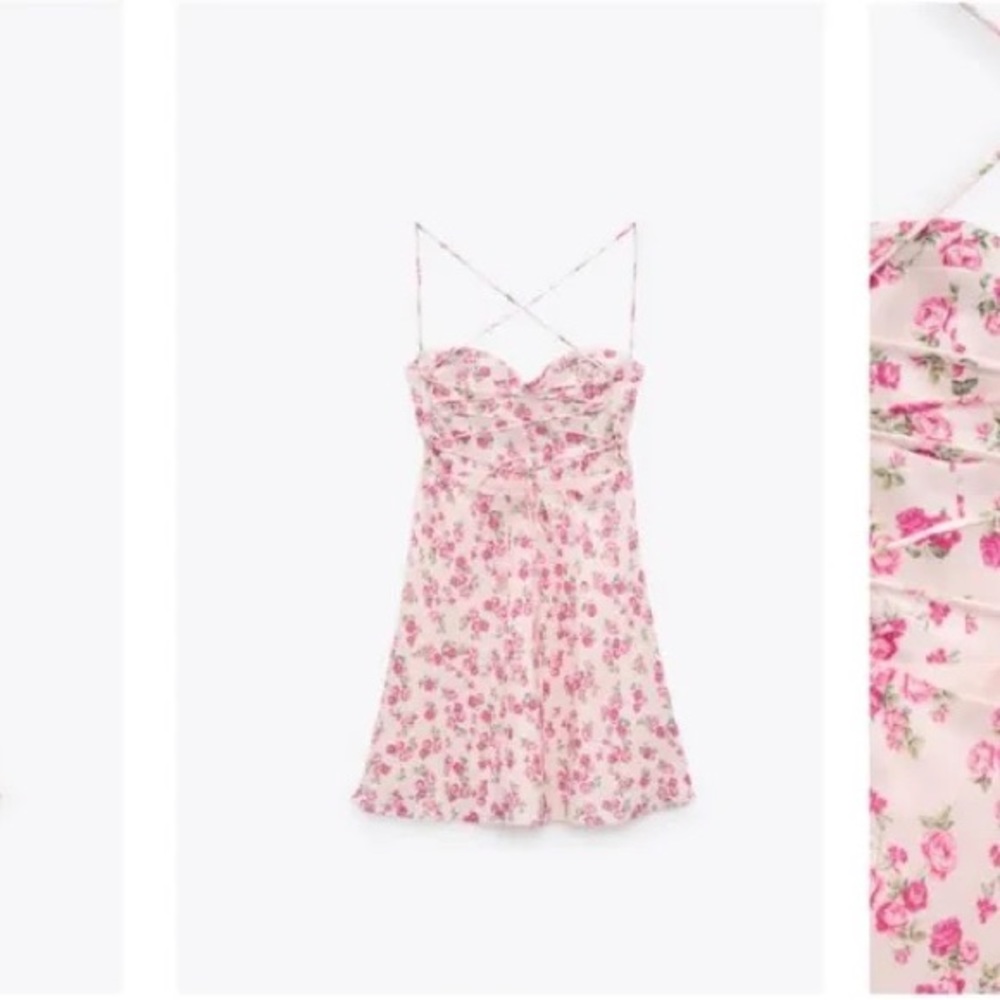 NWT Zara Floral Linen Blend Dress